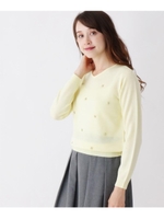 ビジュー付きニットプルオーバー/レモンイエロー(031)