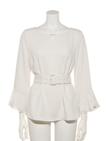 フレアスリーブブラウス/ライトベージュ