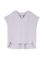 フレンチスリーブVネックブラウス/ライトグレー