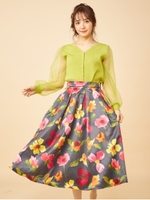 フローラルプリントスカート/ブラック