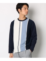 フロントニット柄Tシャツ/ネイビー(393)