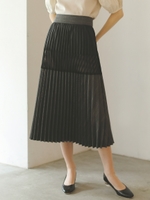 ブロッキングチェックプリーツスカート/BLK