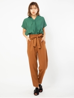 ベルト付きストレートパンツ/ブラウン