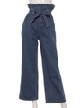 ベルト付きハイウエストワイドデニム/ブルー