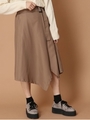 ベルト付アシメスカート/ベージュ