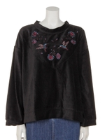 ベロア刺繍プルオーバー/ブラック