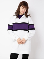 ボーダーチュニックパーカー/オフホワイト