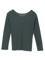 ボートVネック前後2wayテレコプルオーバー/グリーン