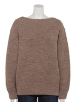 ボートネックニットプルオーバー/ベージュ