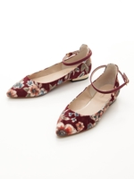 ポインテッドストラップパンプス/ワイン