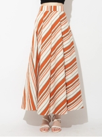 マルチカラーフレアスカート/オレンジ
