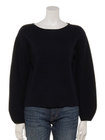 ミラノリブボートネックバルーンスリーブプルオーバー/ネイビー