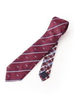 メガネ＆チェック柄　クレリックネクタイ/結婚式、セレモニー、パーティー、フォーマル、ドレス/ワインレッド(363)