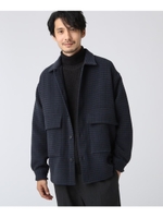 メルトン調チェックビッグシャツ/ネイビー(293)