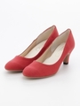 ラウンドトゥプレーンパンプス/赤布