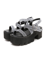 ラメストラップサンダル/ブラック