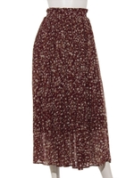 ラメレオパ消しプリーツスカート/ワイン