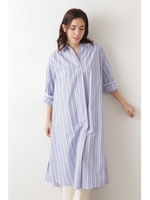 ランダムストライプシャツワンピース◆/ブルーベース2(112)