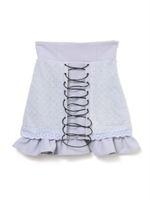 レースアップレイヤードスカート/ブルー