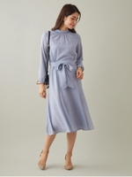 レース使いドットシャーリングワンピース/ブルー