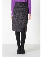 レオパードプリントトレンチスカート/グレー1(021)