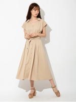 レオパードリボン付きシャツワンピース/ベージュ