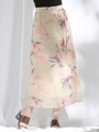 ローンウォーターフラワープリントスカート/ベージュ系その他