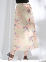 ローンウォーターフラワープリントスカート/ベージュ系その他
