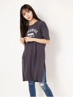 ロゴプリントマキシワンピース/ブラック