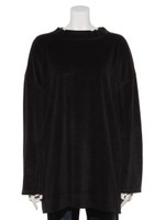 ワイドリブコール裾ボタンチュニック/濃紺