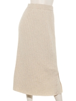 ワイドリブニットロングSK/ライトベージュ