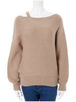 ワンショルダードルマンニット/ベージュ