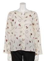 塩川いづみさんプリントプルオーバー/ホワイト系その他