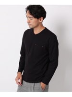 機能付き Vネックロングプルオーバー/ブラック(019)