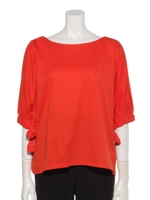 肩スリットデザイン袖リボンプルオーバー/オレンジ