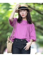 三ツ星刺繍ゆるTシャツ/パープル