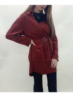 重ね着風BLT付コーデュロイシャツ/ボルドー