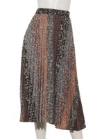 小花柄プリーツスカート/ブラウン