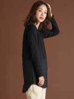 裾シャツロングTシャツ/ブラック