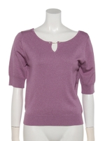 前後2wayパールバー付ラメニットプルオーバー/パープル