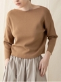 総針9分袖ニットプルオーバー/ベージュ