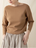 総針9分袖ニットプルオーバー/ベージュ