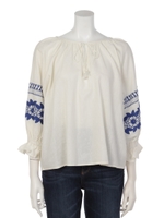 袖刺繍ブラウス/オフホワイト