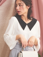 配色カラーブラウス/オフホワイト