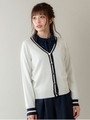 配色トリミングカーディガン（9R14-09075）/シロ