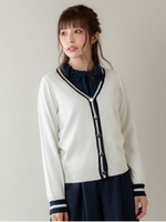 配色トリミングカーディガン（9R14-09075）/シロ