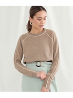 配色パイピングプルオーバー/ベージュ(005)