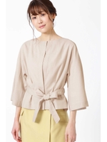 麻調ケープスリーブジャケット/ベージュ(040)