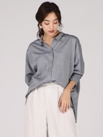 麻調ライトビッグシャツ/ネイビー