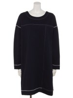 無地ＢＩＧポケットワンピース/ネイビー